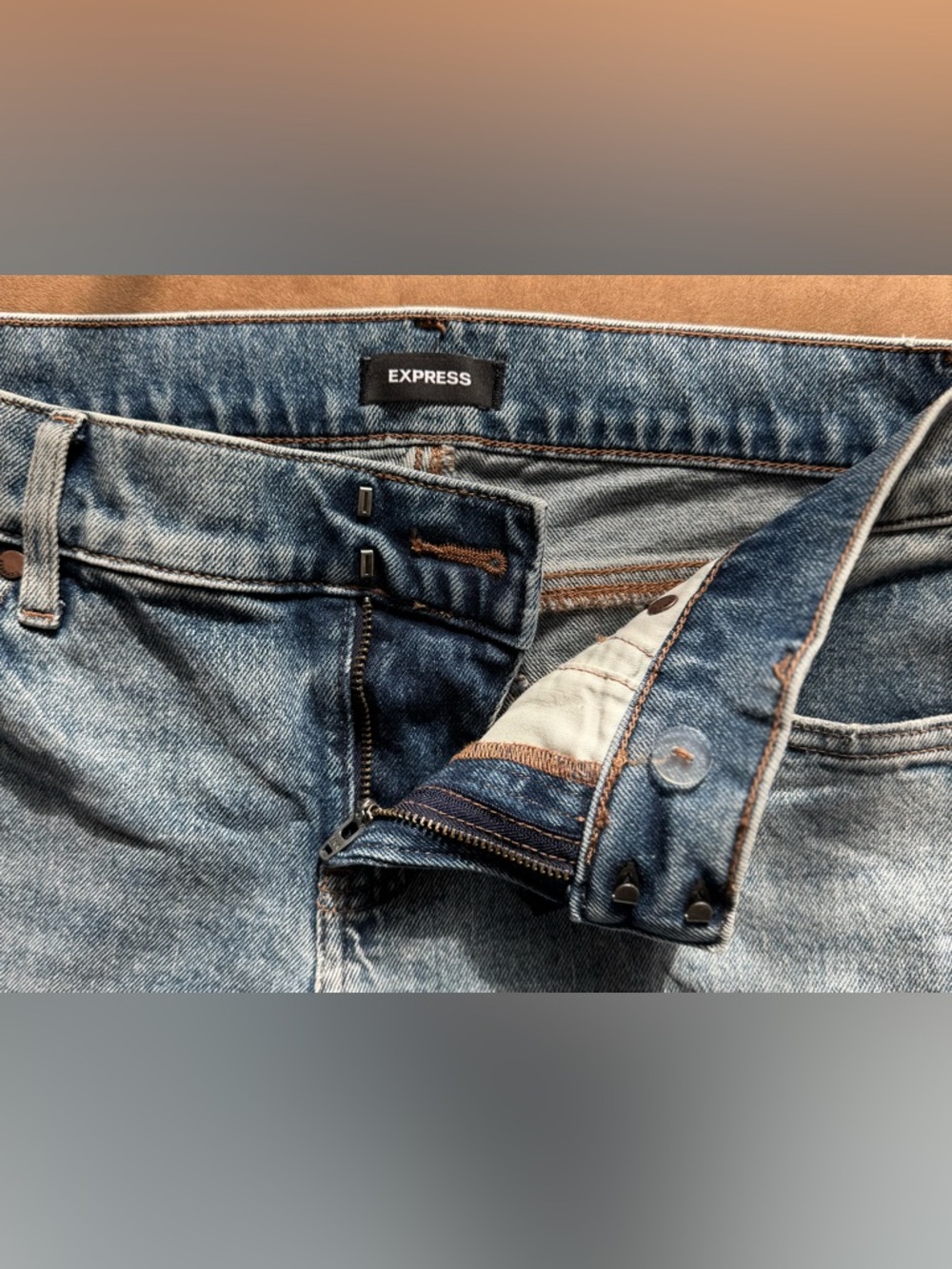Express Blue Denim Low Rise Editor Boot - Picture 2 of 4
